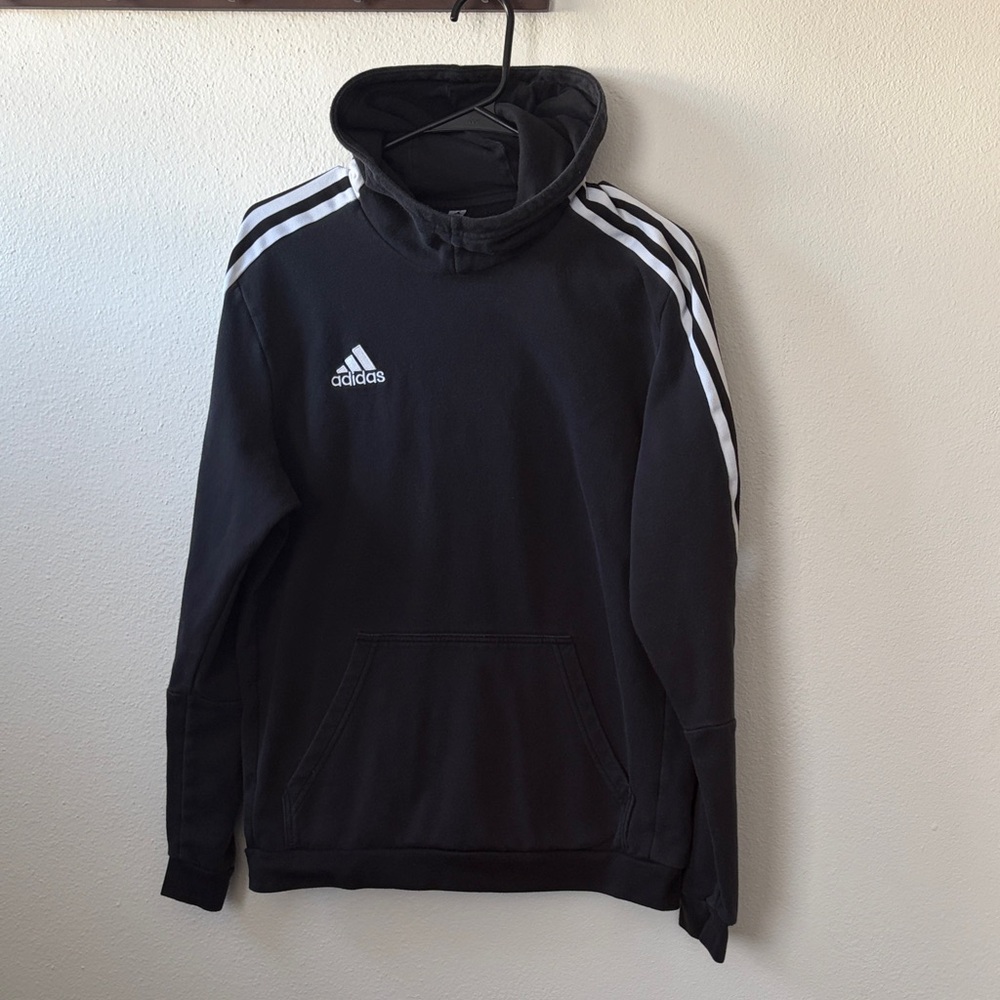 Adidas Men’s Black Hoodie with White Accents